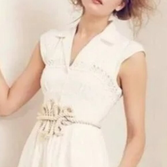 Anthropologie Maeve White Beda Shirt Dress.  SZ 2 - Picture 4 of 6